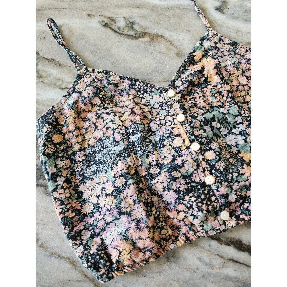 American Eagle Corset Crop Top Floral Y2K Boho Festival Bralette XS - Picture 2 of 8